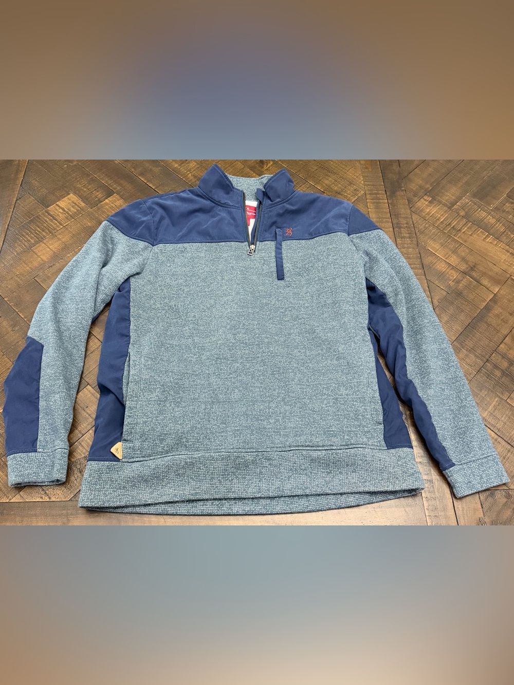 Browning Gray and Navy Quarter-Zip Men's Sweater